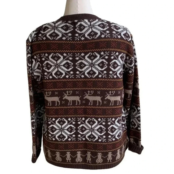 Vintage Jersild DuPont Orlon Men’s XL Cardigan Sweater Brown Nordic Moose 1950s - Picture 2 of 14